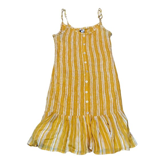 Yellow & White Striped Sleeveless Sundress With Ruffle Hem - Picture 7 of 11